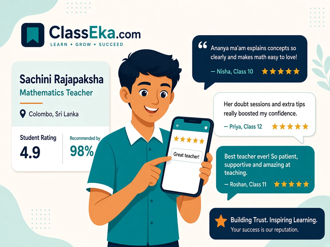 Illustration of a student rating and recommending a teacher
